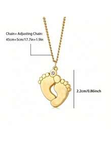 Personalized Fashion Zirconia Footprint Name Pendant Stainless Steel Customized Engraved Name Necklace Vintage Chain Necklace For Men Women Family Party Jewelry Birthday Anniversary Christmas Gift For Her