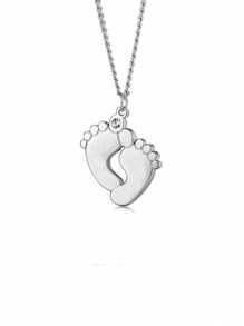 Personalized Fashion Zirconia Footprint Name Pendant Stainless Steel Customized Engraved Name Necklace Vintage Chain Necklace For Men Women Family Party Jewelry Birthday Anniversary Christmas Gift For Her