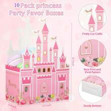 10 Princess Castle Boxes, Princess Castle Candy Boxes, Glitter Princess Castle Carnival Decorations, Birthday Gift Boxes For Party Supplies, Back To School Valentine Day