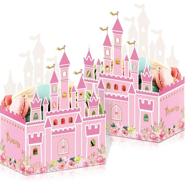 10 Cajas tipo Castillo de Princesa, Cajas de Dulces tipo Castillo de Princesa, Decoraciones de Carnaval con Castillo de Princesa brillante, Cajas de Regalo de Cumpleaños para Suministros de Fiesta, Regreso a la Escuela Día de San Valentín
