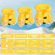 1入兒童充氣游泳背心，兒童浮水衣，兒童可愛游泳救生衣，適用於泳池/沙灘/戶外活動 - 黃色 - 查看 2