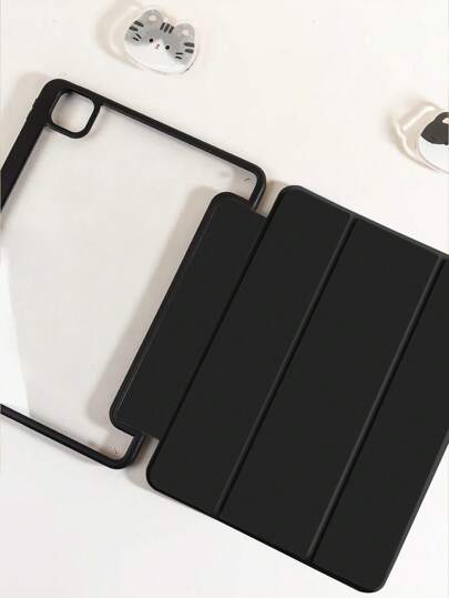 Apple 1pc Pure Black Acrylic High Transparency Back Panel Protective Case, Shockproof And Compatible With Ipad, With Auto Sleep/Wake Function Compatible With IPad 9th Gen/IPad 10th Generation