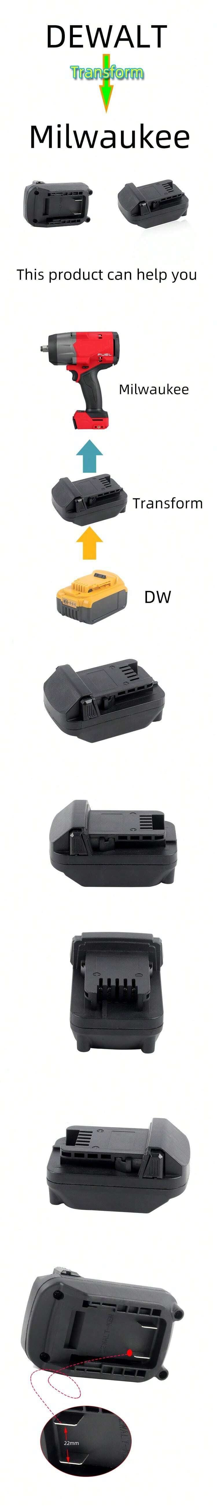 1pc Power Tool Battery Converter, DEWALT Battery Converted To Milwaukee ...