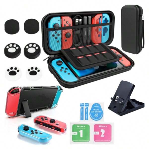 حافظة OLED متوافقة مع Switch والتبديل OLED، حافظة حمل مع مساحة أكبر متوافقة مع Switch/Switch OLED وملحقاتها، بلون أسود، محايدة الجنس