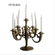 1 件 INS 风格金色或古铜色烛台，用于烘焙蛋糕装饰和甜点展示