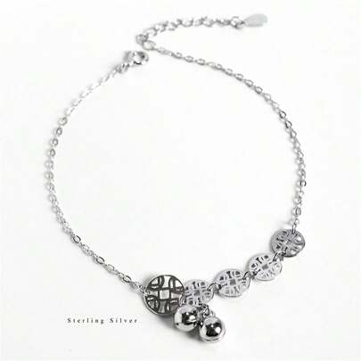 OMID 1 Stück 925 Sterling Silber Glocken- und Münzfußkettchen, modischer und personalisierter Schmuckanhänger für den täglichen Gebrauch von Frauen