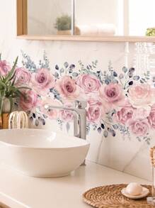 1set/2pcs Green Plant & Flowers Pattern Border Sticker For Home Decoration, Stickers, Wall Decal, Vinyl Decal For Home Decorations, Spring Decoration Items Refresh Your Home, Festival Decoration Stickers Gifts Birthday Graduation