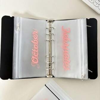 A6 Lösblad Månadsdragkedjepåse Kontant Budget Kuvert Pärm Biljettkvitto Förvaringspåse Wealth Management Presentset 1 omslag + 12 månadspåsar