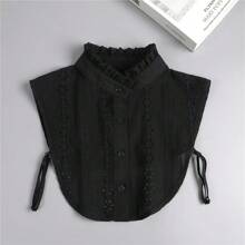 1pc Black & White Embroidered Mandarin Collar Detachable Collar - Handmade Fake Collar - View 7