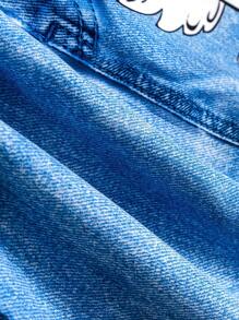 Young Girl Knitted Unicorn Cap Sleeve T-Shirt And Denim Effect Skirt Set, Spring/Summer