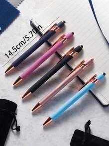 1/2/3/4/5 件返校季节，颜色个性化高品质金属按压圆珠笔，商务签名笔礼品笔，0.5 毫米黑色笔芯，书写流畅不间断，墨水回赠礼物，简约高端女士和男士笔，最好的朋友礼物，文具礼物，圣诞礼物，学生学习用品，用品。