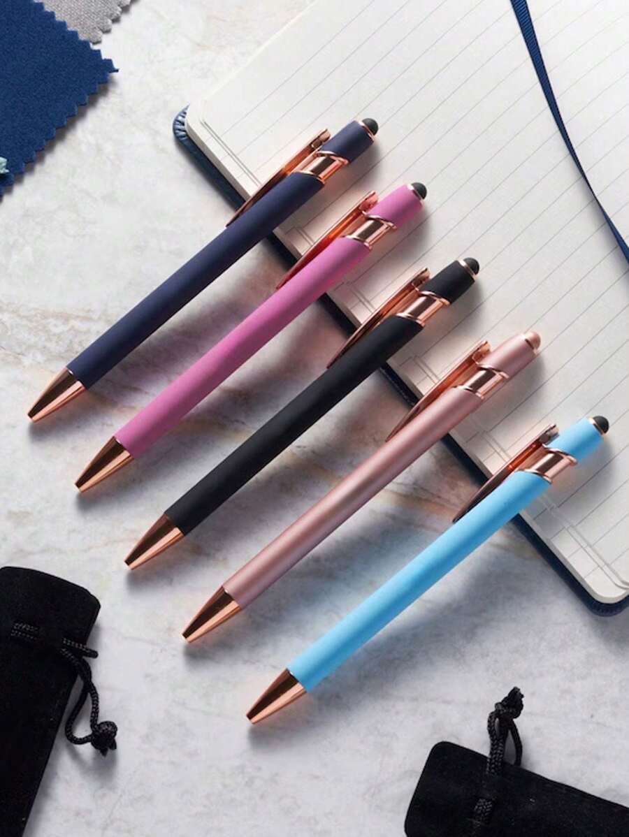 1/2/3/4/5 件返校季节，颜色个性化高品质金属按压圆珠笔，商务签名笔礼品笔，0.5 毫米黑色笔芯，书写流畅不间断，墨水回赠礼物，简约高端女士和男士笔，最好的朋友礼物，文具礼物，圣诞礼物，学生学习用品，用品。