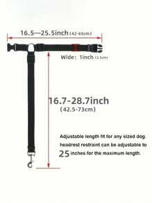 1入組黑色可調節耐磨尼龍汽車安全繩索合適適用於戶外遊玩貓和小狗