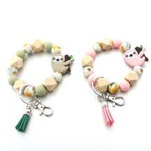A Cartoon Sloth Animal Bracelet Keychain Bag Pendant With Silicone Beads - Multicolor - View 1