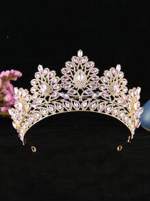 1件时尚新款玻璃水钻锌合金新娘头饰，适合女性婚礼、节日、生日和派对佩戴，亦可作为情人节配饰。 - 合金半冠 - 查看 20