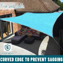 1PC 6.5'x10' Sun Shade Sail Rectangle  98% UV Block Awning Shade Sails Canopy Sunscreen Cover Tents For Patios Garden Swimming Pool Outdoor Camping With Installation Diy Ropes - Turquoise Blue - View 8