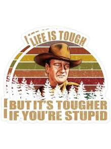 2 Packs Life Is Tough But It's Tougher If You're Stupid Vintage Sunset Bumper Sticker Vinyl Decal 5 Inches-Bright Funny Decals For Car Truck Van SUV Window Wall Cup Laptop Tumbler - Khaki - View 10