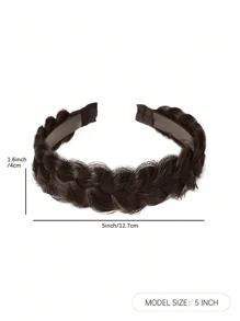 Elegant Bohemian Style Braided Wig Headband, Non-Slip Teeth Design, Hair Accessory For Girl
