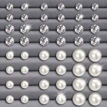 12pcs/24pcs/36pcs Simple Cubic Zirconia Stud Earrings Set, Unisex Casual Everyday Accessories Gift - Silver - View 15