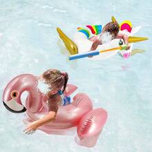 Unicorn And Flamingo Pool Float, Inflatable Pool Float With Awning, Fun Beach Pool Float, Summer Pool Games Decorations Party Household Goods, Summer Pool Float Loungers For Adults And Students - 1pcs - View 8