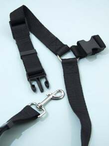 1入組黑色可調節耐磨尼龍汽車安全繩索合適適用於戶外遊玩貓和小狗