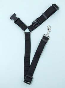 1入組黑色可調節耐磨尼龍汽車安全繩索合適適用於戶外遊玩貓和小狗