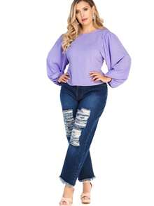 Blusa Dama Lila Manga Larga Tallas Extras Mundo Terra 147894 - Lila Púrpura - Ver 2