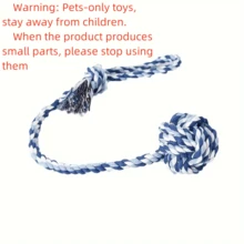 1 件宠物互动绳球玩具，耐用木制拉力木偶咀嚼玩具，适合中小型犬 - 绳球狗玩具