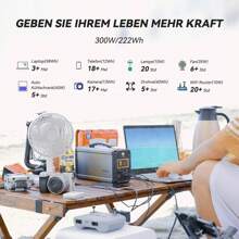 Solar Generator With Solar Panel Included, Flashfish 300W Portable Power Station + 60W Solar Panel, 300W AC Outlets, 222Wh/60000mAh Backup Battery For Home/RV/Camping Power Outage - Grey - View 3