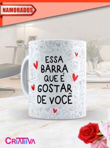 Caneca Dia Dos Namorados Personalizada Diferentes Engraçadas Porcelana Café Presente Namorado Namorada Casal Flork - Bege - Visão 3