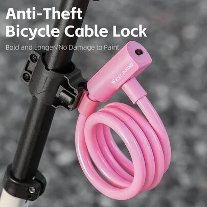  Một Khóa Cáp Thép Chống Trộm Di Động WEST BIKING Cho Xe Đạp, Có Khóa Vòng Tròn, Thích Hợp Cho Xe Đạp Leo Núi & Đường Bộ, Có Lắp Đặt Trong Gia Đình