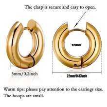 5毫米厚不锈钢圆形铰链耳环,男女通用,简约嘻哈摇滚朋克风时尚饰品,粗犷耳环 - 彩色 - 查看 20