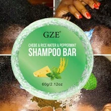 Gze Chebe & Rice Water & Peppermint洗髮皂條可增厚且強化頭髮-有助於保濕乾燥的卷曲及4c髮質,並可手工製作頭皮、眉毛、睫毛 - 薄荷綠 - 查看 2