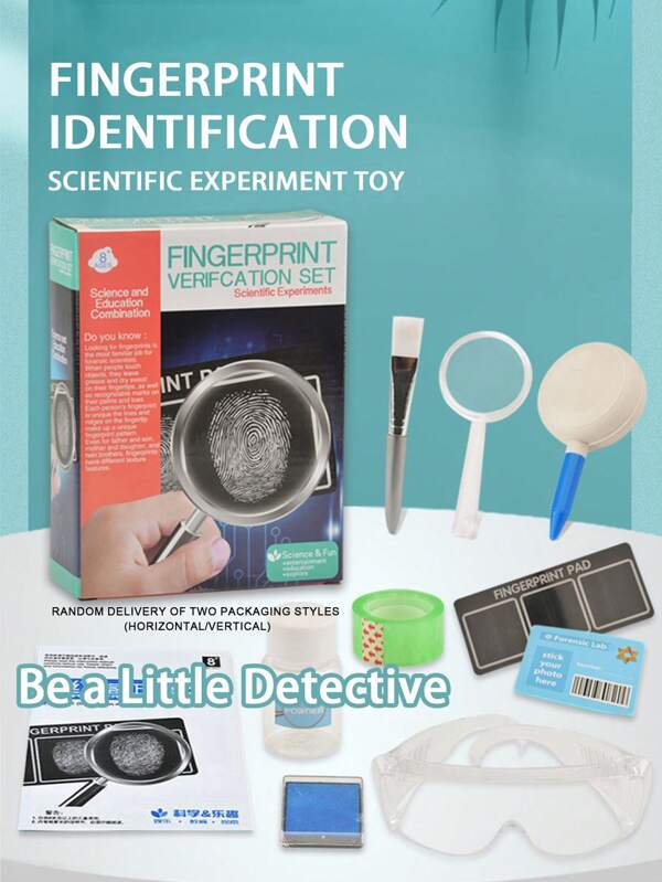 Devenez un petit détective ! Kit d'identification des empreintes digitales pour enfants - Kit d'expérience mini scientifique. Jouet artisanal STIM pour élèves du primaire. Aide pédagogique scientifique DIY. Interaction parent-enfant. Jouet éducatif et exploratoire pour enfants. Cadeau d'anniversaire et de fête pour les garçons et les filles.
