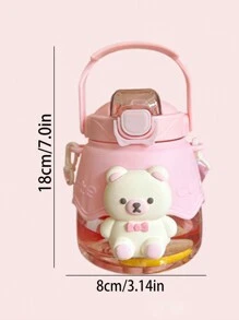 1 Bình nước di động dung tích lớn hình gấu hoạt hình có ống hút, thích hợp cho học sinh, du lịch và sử dụng tại nhà, dùng ngoài trời, cắm trại - Nhiều màu - Xem 3