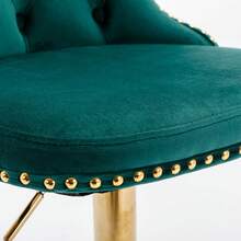 2/4/6 Piece Set Adjustable Swivel Bar Stools, Dining Bar Chairs With Velvet Tufted Back, Metal Base, Footrest For Home Bar, Dining Room, Kitchen Island. - 綠金 - 查看 9