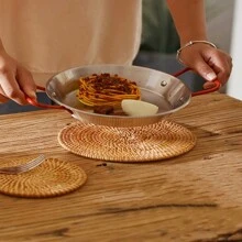 1pc Vietnam Autumn Rattan Woven Coaster Set Tea Mat Cup Tea Ceremony Tea Set Iron Pot Heat Insulation Mat To Keep Pot Mat Purple Sand Pot Placemat
