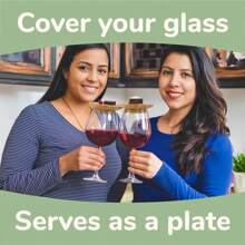 Wine Glass Charcuterie Topper, Bamboo Wine Glass Topper Coasters Plate, Wine Glass Charcuterie Board Topper For Family Gatherings, Restaurants, Bars