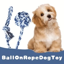 1 件宠物互动绳球玩具，耐用木制拉力木偶咀嚼玩具，适合中小型犬 - 绳球狗玩具