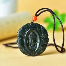 A Natural Pendant Of Cedar Jewelry, Hand-Carved Cedar Necklace, Safe Guard Necklace, Gem Jewelry, Gifts For Family, Holiday Commemorative Gifts.