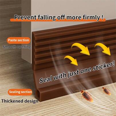 Tope protector contra el viento para la parte inferior de la puerta con tira de sellado y borde antigoteo, cinta de sellado de puerta insonorizada a prueba de polvo e insectos para el dormitorio