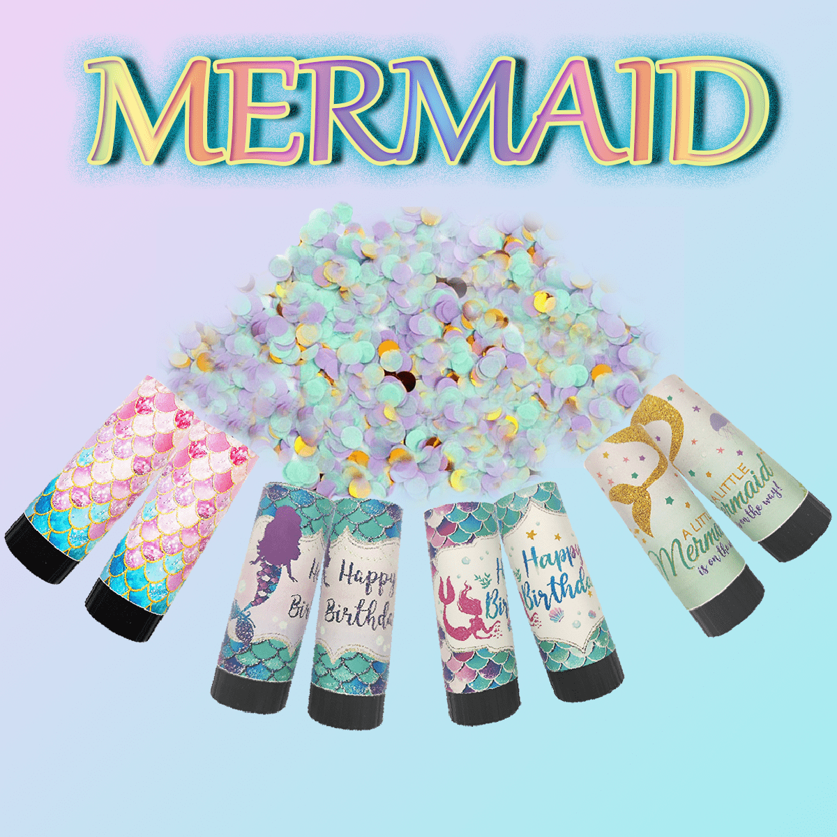 2PCS, Themed Push Pop Birthday Confetti Fireworks Tube Confetti Cannons