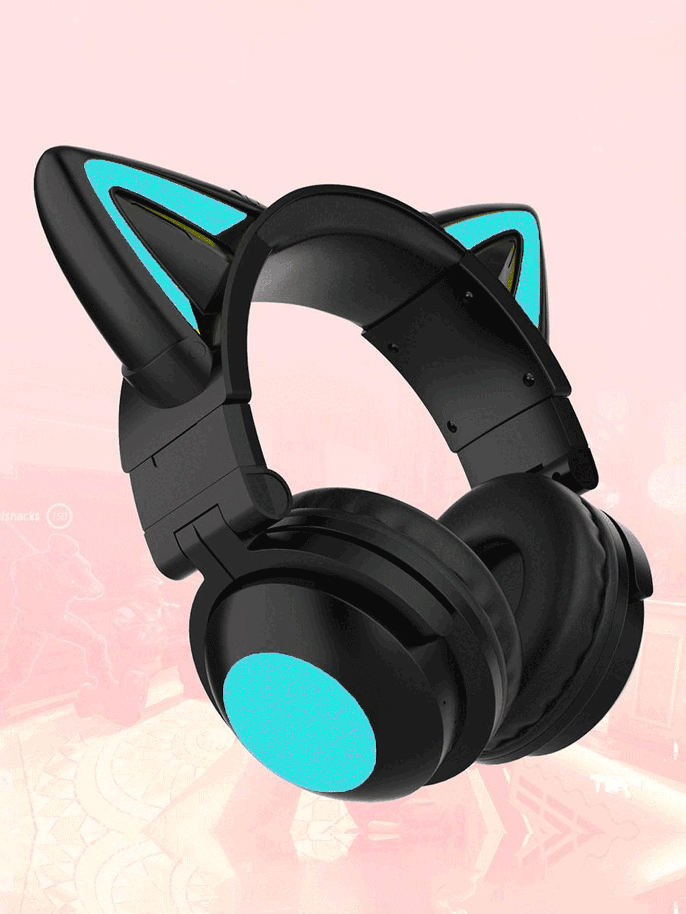 Cat Style Gaming Headset With Colorful LED Lights, Long Playback, With Microphone, Foldable, With Deep Bass, HiFi Stereo Suitable For Tablets And Mobile Phones