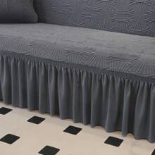 1 szt. Pogrubiona żakardowa gaza bąbelkowa jednokolorowa elastyczna narzuta na sofę, wszystkie sezony uniwersalny dom pyłoszczelny wystrój zwierzęta domowe są anty-brudne - Szary - Zobacz 4