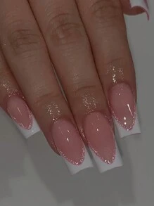 Nâng tầm phong cách của bạn với, 24 Cái/bộ Long Coffin Màu trắng ép kiểu Pháp trên móng tay Mẹo Phong cách tối giản sang trọng - Móng tay giả thiết kế bền và có thể tái sử dụng, chứa 1 keo thạch và 1 dũa móng tay, móng tay giả acrylic cho phụ nữ và trẻ em gái, móng tay sử dụng hàng ngày và dự tiệc Quân nhu - Nhiều màu - Xem 1