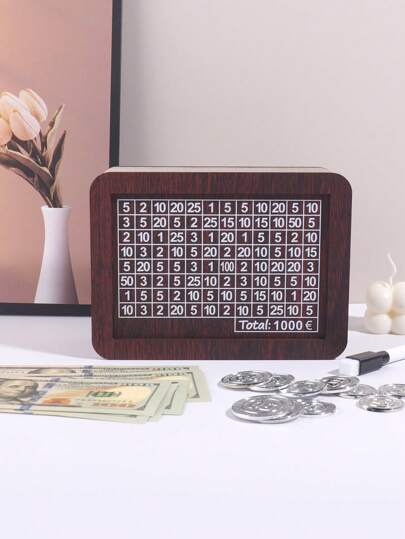 1 Piece Wooden Money Bank, Cash And Coin Storage Gift, Money Bank With Numbers, Home Decorative Ornament, Durable Wooden Construction, Best Gift For Him And Her