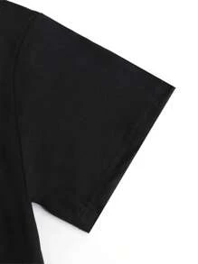 Hombres Camiseta con estampado de letra y dibujos animados - Negro - Ver 4