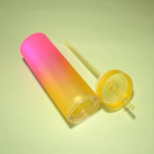 1入組473ml/16oz漸變色吸管水瓶，簡單可愛的夏季戶外飲品器皿 - 彩色 - 查看 6