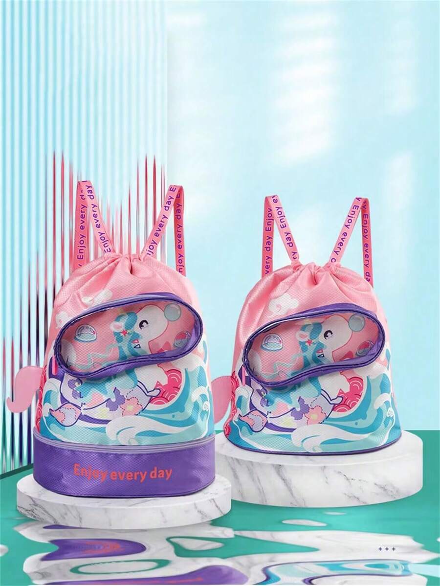 Cartoon Swim Bag - Quality Design, Versatile Fitness Backpack, Travel-Friendly Toiletry Organizer, Spacious Dual-Shoulder Storage Bag-Ideal For Swimming Storage - Multicolor - View 1