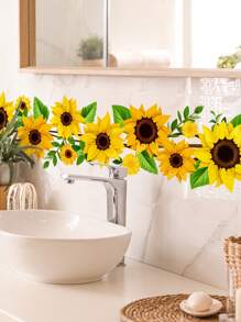 1set/2pcs Green Plant & Flowers Pattern Border Sticker For Home Decoration, Stickers, Wall Decal, Vinyl Decal For Home Decorations, Spring Decoration Items Refresh Your Home, Festival Decoration Stickers Gifts Birthday Graduation